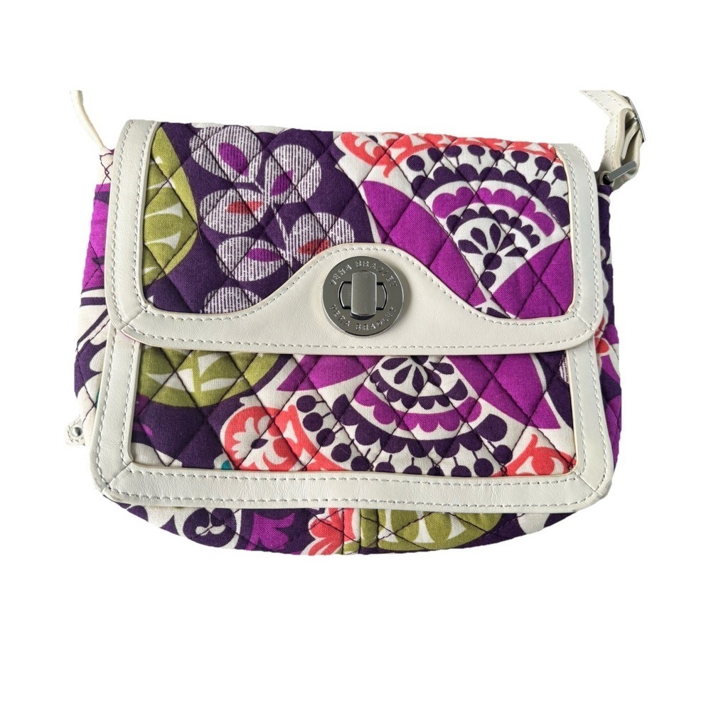 Vera Bradley Patricia Cross Body In Retired Plum Crazy With Leather Trim NWOT